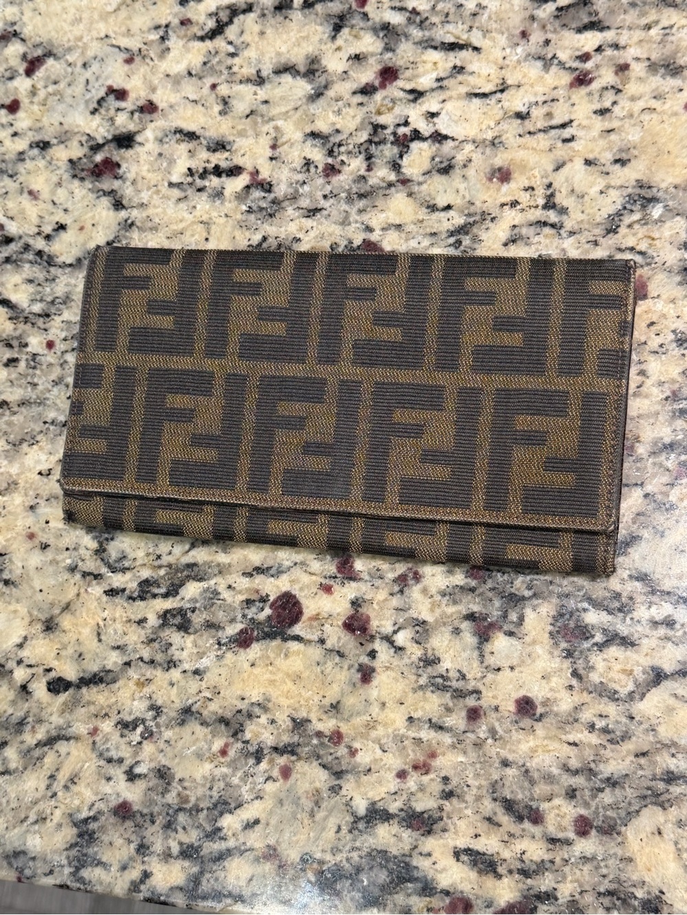 Fendi Brown and Black Zucca Canvas Long Wallet